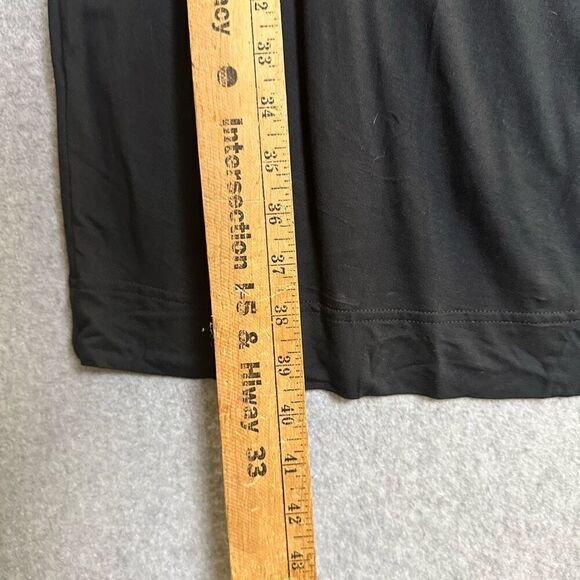 Garnet Hill Womens Size 8 Twist Front Midi Shift Dress Black Sleeveless Stretch - Picture 4 of 9